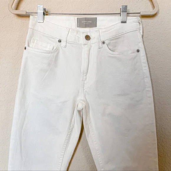 Everlane Mid Rise Skinny Ankle‎ Cropped Jeans Cotton White Size 24 Tall - Picture 4 of 11